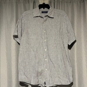 vineyard vines Men's Stripe Linen Short Sleeve Shirt Sz Medium